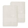 thumbnail image 4 of Authentic Hotel and Spa  Omni Turkish Cotton Terry Set of 2 Cream Bath Towels with White Script Monogrammed Initial R, 4 of 5