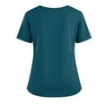 thumbnail image 3 of Women's Nursing Scrubs Work T-Shirt Soft Stretchy V-Neck Short Sleeve Uniform Top with Pocket & Side Slit for Medical Professionals Green L, 3 of 4