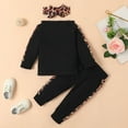 thumbnail image 4 of Bysome Toddler Girls Outfit Set Baby Outfit Long Sleeve Hooded Top Matching Trousers For Toddlers Soft Baby Long Sleeve Crew Neck Girl 2 Pieces Clothes Set Black Size 18-24 Months, 4 of 9