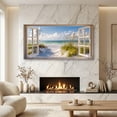 thumbnail image 3 of Ocean Beach Window Canvas Wall Art - Summer Coastal Seascape Picture Landscape Canvas Prints, Horizontal Tropical Sea Paintings Artwork for Home Decor, 3 of 7