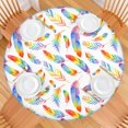 thumbnail image 2 of Stretch Round Tablecloth Bohemian Floral Design, 44Inch Elastic Hem for 38"-42" Tables, Spill Resistant for Indoor Outdoor Dining Use, 2 of 7