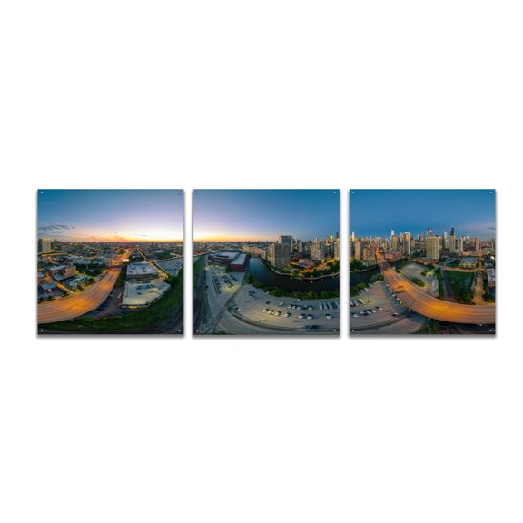 Epic Art 'Chicago Pano 21' by Epic Portfolio, Acrylic Glass Wall Art, 3 Piece Set, 108" x 36"