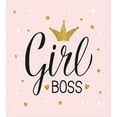 thumbnail image 3 of Girl Boss Duvet Cover Set, Dots Crown and Calligraphy Feminist Slogan Graphic, Decorative 3 Piece Bedding Set with 2 Pillow Shams, Calking Size, Rose Dark Yellow, by Ambesonne, 3 of 3