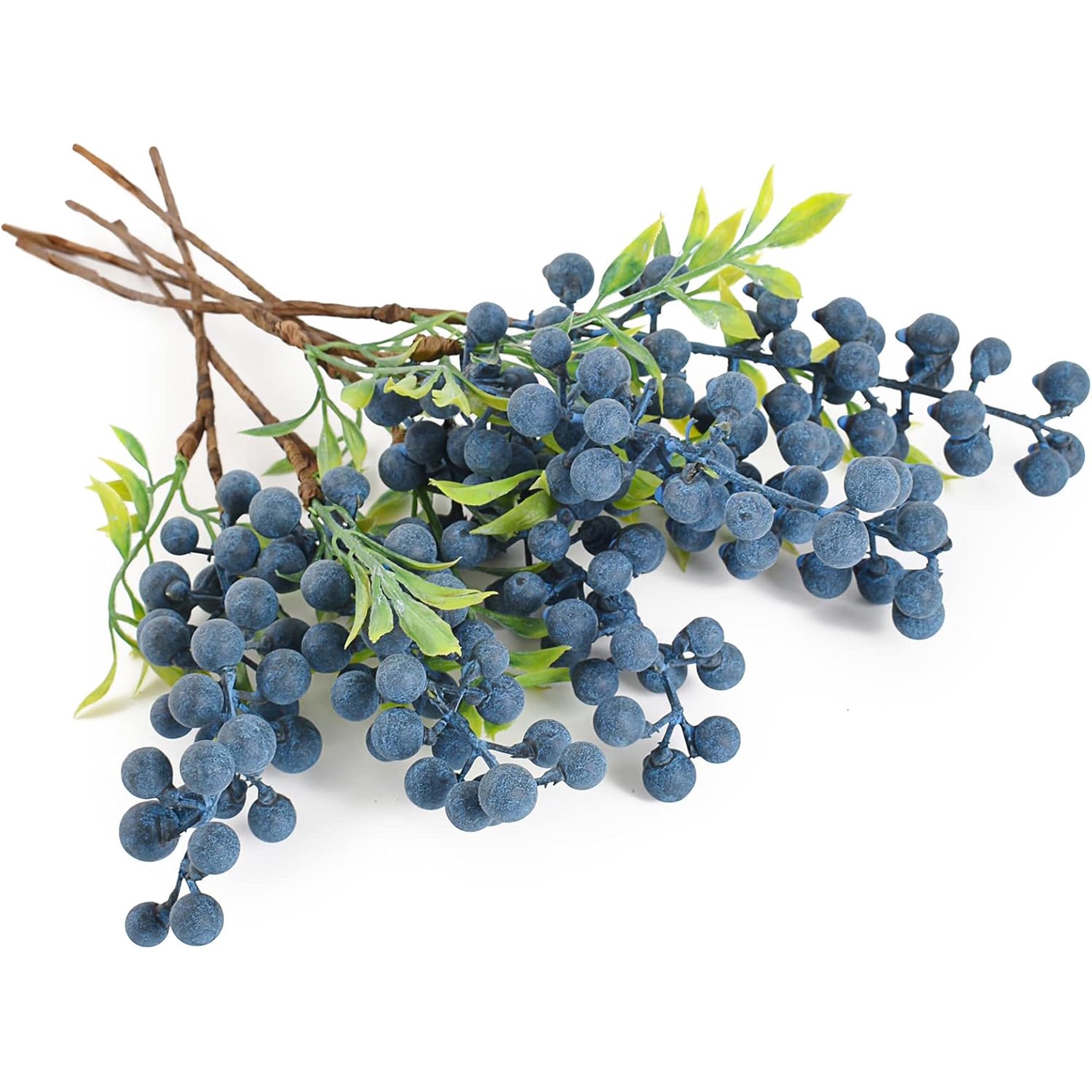 Artificial Berries, 6 Pcs Simulation Flowers Lifelike Blueberry with Stems Fake Christmas Fruit Blueberries for Valentine's Day Wedding DIY Bridal Bouquet Home Decoration
