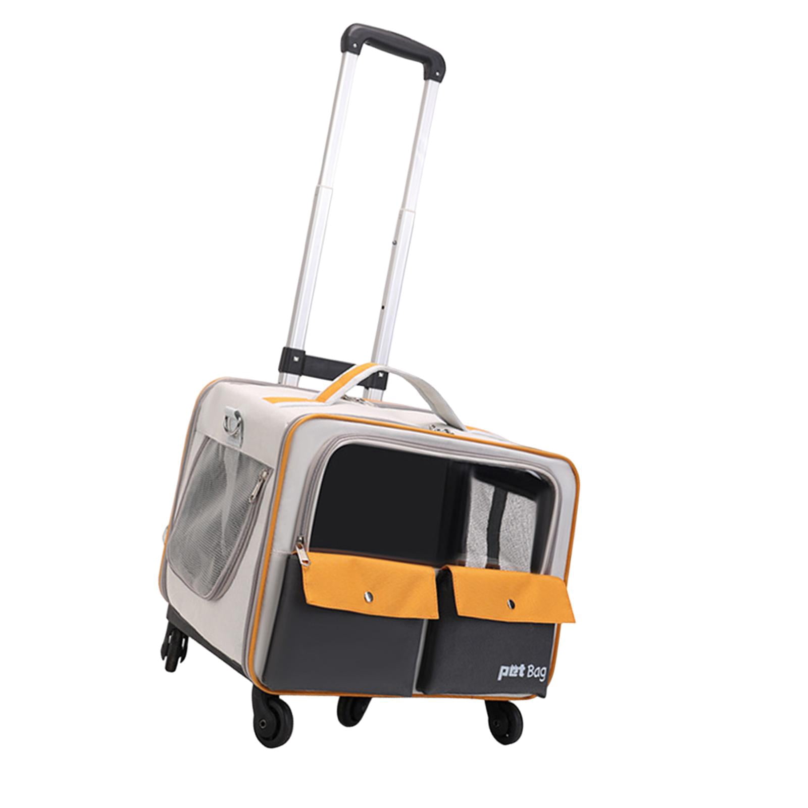 EHJRE Cat Trolley Bag Pet Carrier Portable Smooth Zipper Transparent Window Dog Backpack, Pet Travel Bag for Cats Puppy Kitten Dogs Yellow