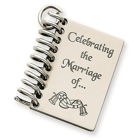 925 Silver Inscribable Wedding Book Solid inscribed & Polished Charm Pendant