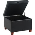 thumbnail image 3 of Adeco Faux Leather Storage Ottoman with Hinged Lid, 14 Inch High Black Square Cube Foot Stool with Storage, Upholstered Vanity Stool with Solid Wood Legs for Living Room, Bedroom, Dorm, 3 of 18