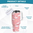 thumbnail image 2 of Yayeee 40oz Stainless Steel Tumbler with Straw and Handle Double-Wall Insulated Travel Water Bottle, Pink Cartoon Swans Pattern, 2 of 8