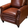 thumbnail image 6 of Upholstered Genuine Leather Recliner Chair with Solid Wood Legs, Brown, 6 of 10