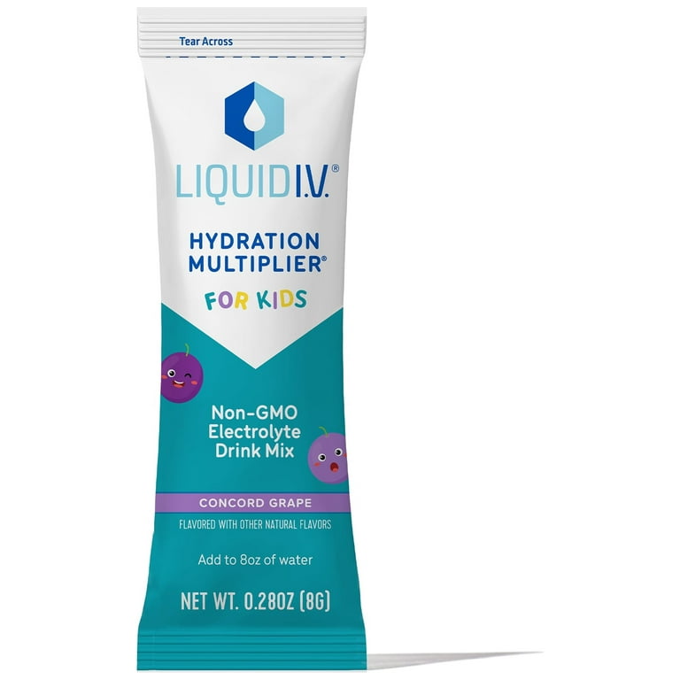 Liquid I.V. Hydration Multiplier for Kids, Electrolyte Powder Packet Drink  Mix, Concord Grape, 8 Ct 