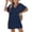 Navy, variant on MLQIDK Women's V Neck Pocket Knit Swim Dress Casual Solid Color Beach Cover Up Bathing Suit Modest Long Sleeve Swimwear 2026 Plus Size Navy S