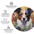 thumbnail image 3 of Fuzoiu Colorful Flower Dog Print Leather Coasters Set,Drink Coasters Set of 4,for Tabletop Protection, Durable PVC Coasters,Home Décor and Housewarming Gift-Round Shape, 3 of 6