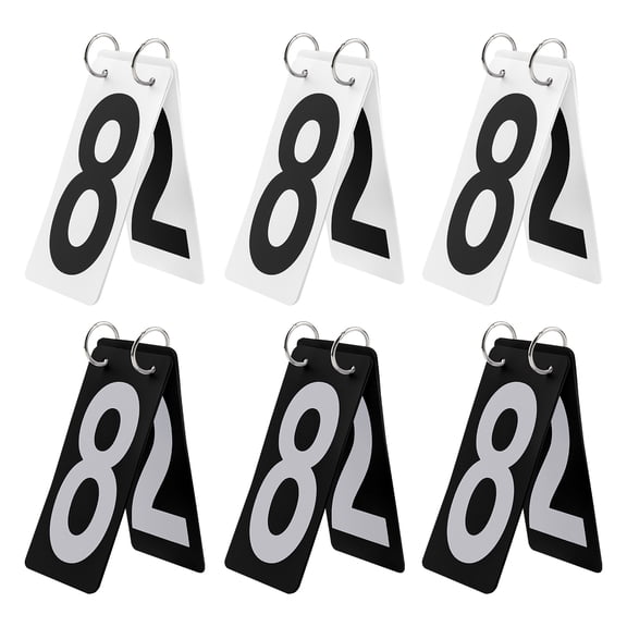 GOGO 6 Sets Plastic Tennis Score Cards, 2.5 x 5 Inch, Black & White Number 0-9 Double Sides