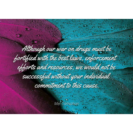 Mel Carnahan - Famous Quotes Laminated POSTER PRINT 24x20 - Although our war on drugs must be fortified with the best laws, enforcement efforts and resources, we would not be successful without
