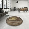 thumbnail image 4 of Ahgly Company Machine Washable Indoor Round Abstract Bakers Brown Area Rugs, 3' Round, 4 of 7