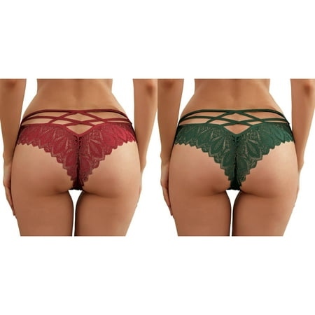 2-Pack New Hot Panties For Women Crochet Lace Lace Up Panty Hollow Out Underwear Underwear for Women High Waist Womens Briefs Waist Trainer under Clothes plus Size Panties for Women 2x Lower