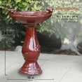 thumbnail image 3 of Alpine Corporation 25" Tall Outdoor Ceramic Antique Pedestal Birdbath with 2 Bird Figurines, Red, 3 of 11