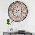 thumbnail image 3 of DecMode 34" Brown Metal Floral Wall Clock with Wood Accents, 3 of 15