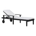 thumbnail image 5 of Jopath Outdoor Wood Lounge Chair, Outdoor Reclining Chair with Rolling Wheels and Adjustable Backrest for Poolside Garden Deck Black White, 5 of 9