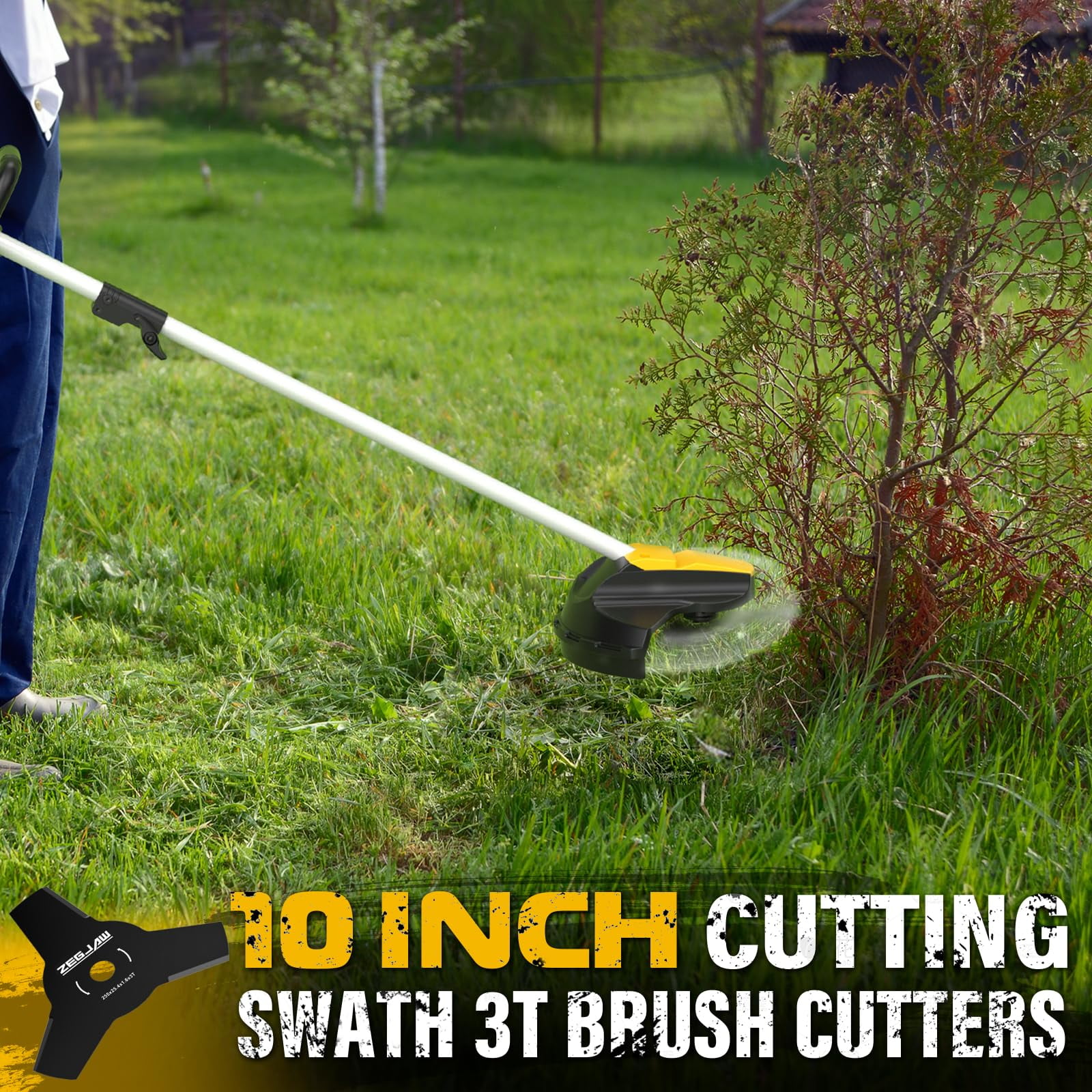 ZEGJAW 40V Cordless Weed Wacker, 8" Electric Pole Saw, Hedge Trimmer and Brush Cutter, 4-in-1 Multi Garden Tools with 2 * 20V 4Ah Battery and 1*Charger