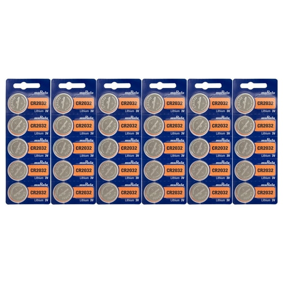 Murata CR2032 Battery 3V Lithium Coin Cell - (30 Batteries)