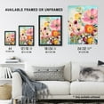 thumbnail image 4 of Teal Pink Yellow Flowers Bright Elegant Oil Painting Vibrant Spring Blooms Large Wall Art Poster Print Thick Paper 18X24 Inch, 4 of 5