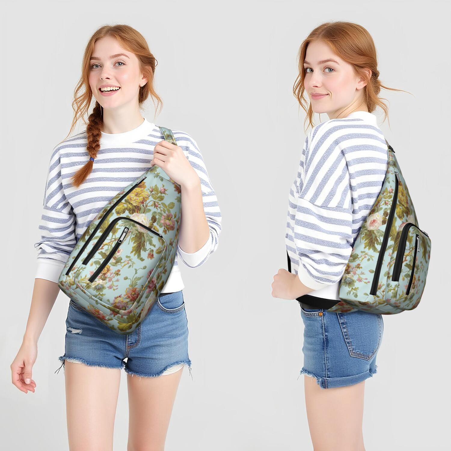 Durable Breathable Sling Bag with Floral Pattern for Tactical Use