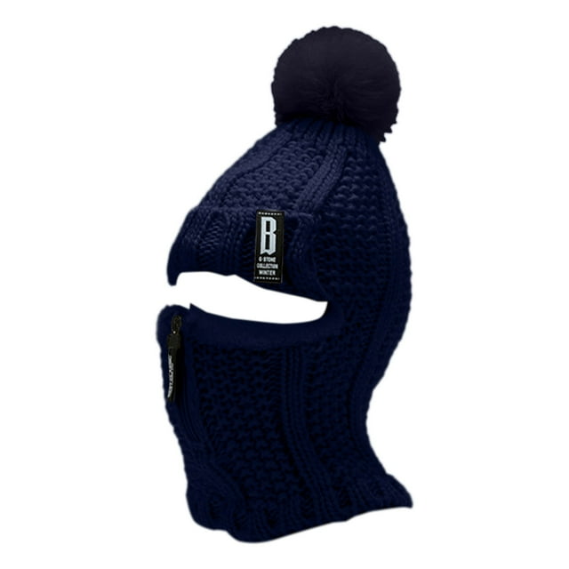 Fgnfyis Femmes Foulard Tricotée Unie d'Hiver pour l'Extérieur avec Couvre-Chapeau Bonnet Tricoté Intégré Bonnets Aviateur Noir