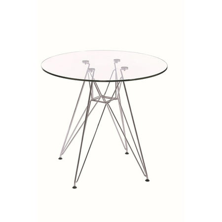 Modern Style Dining Table with Chromed Leg and Tempered Glass Top 47