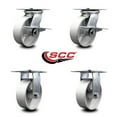 thumbnail image 2 of 6 Inch Semi Steel Caster Set with Ball Bearing 2 Brakes and 2 Rigid SCC, 2 of 2