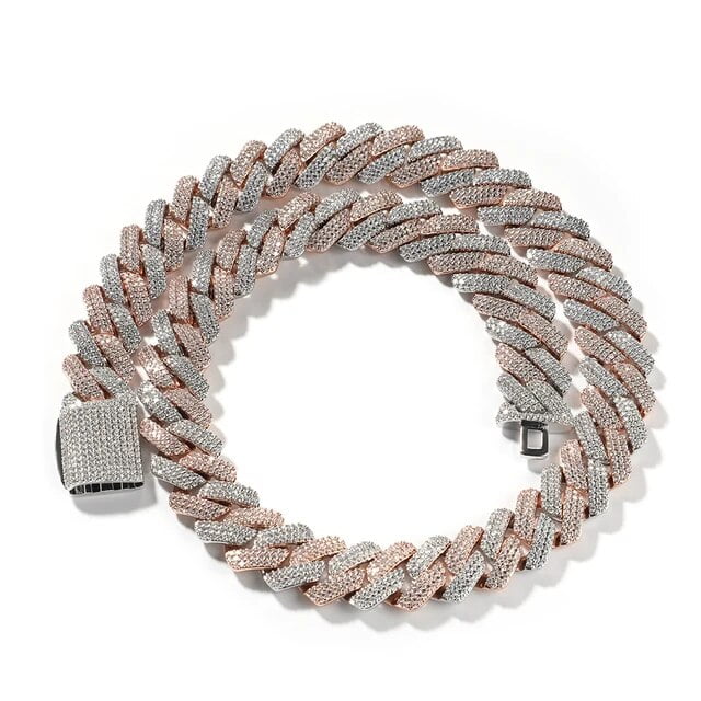 UWIN 20mm Miami Broche Chaîne Cubaine Collier 3 Rangées Micro Pave Givré Rond Cubique Zircone Lien Mode Hip Hop Bijoux pour Cadeau