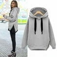 thumbnail image 2 of XIAOCHA Womens Hoodies Side Zippers Long Sleeve Solid Color Hooded Sweatshirt Loose Fit Trendy Drawstring Sport Hoodeie Top Streetwear Grey, 2 of 5