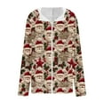 thumbnail image 3 of Women's Christmas Themed Zip-Up Hoodie - Fleece Lined Warm Flannel Coat with Pocket, Plus Size Sharpa Jacket with Hood for Fall Winter Holiday, 3 of 5