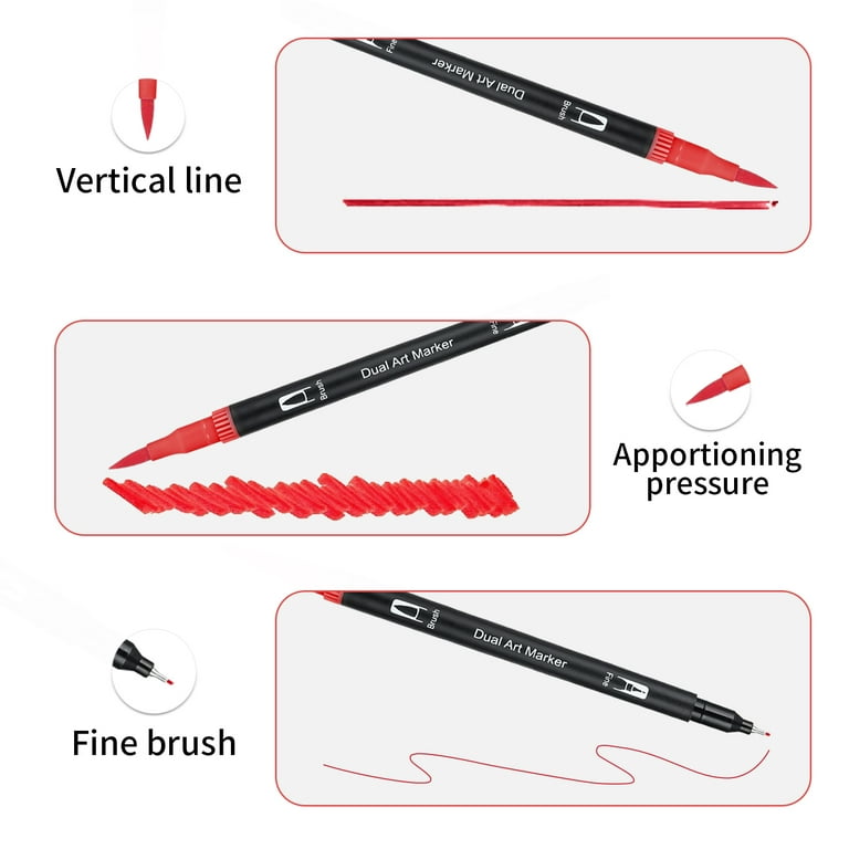 Wynhard 24 Colours Dual Tip Brush Pens Colour Set, Brush Pens 24 Shades Art  Dual Tip