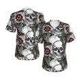 thumbnail image 3 of Goofa Skulls Roses Pattern Women's Slim-Fit Short-Sleeve V-Neck T-Shirt,Classic-Fit Short-Sleeve V-Neck T-Shirt-Medium, 3 of 5