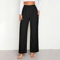 thumbnail image 2 of VBVC Women's High-Waisted Pleated Dressy Pants,Pull-On Zipper Office Trousers For Women,Ladies Wide-Leg Sweatpants with Pockets,Black,S-2XL, 2 of 9