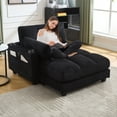 thumbnail image 3 of Villeston Sleeper Sofa Couch Bed,Oversized Chaise Lounge Chair Cozy Corduroy for living room,Black, 3 of 7