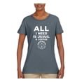 thumbnail image 2 of Wild Bobby All I Need is Jesus & Coffee Inspirational/Christian Women Graphic Tee, Charcoal, XX-Large, 2 of 6