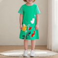 thumbnail image 1 of LOVZFMLL Robe Mignonne à Manches Courtes pour Tout-Petits Enfants Couleur Unie Imprimée Extensible Robe Trapèze, 1 of 3