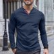 thumbnail image 1 of pstuiky manga larga para hombre, Camiseta básica de cuello en V con botones y manga larga de color liso para hombre Tops de hombre xl, 1 of 5