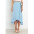 thumbnail image 2 of Wenseny Women’s Satin Asymmetrical Long Wrap Skirts Ruffled Hem Midi Skirt Blue XL, 2 of 3