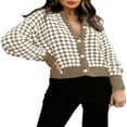 thumbnail image 1 of Cardigan Sweaters for Women Plaid Lightweight Cardigan V Neck Button Down Cardigan Long Sleeve Cable Knit Oversized Sweaters Tops, 1 of 6