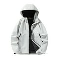 thumbnail image 2 of Mens 3 in 1 Rain Jackets with Zipper Pockets and Hood Removeable Fleece Jacket Solid Long Sleeve Zip-Up Waterproof Warm Hiking Outerwear Raincoats, 2 of 8
