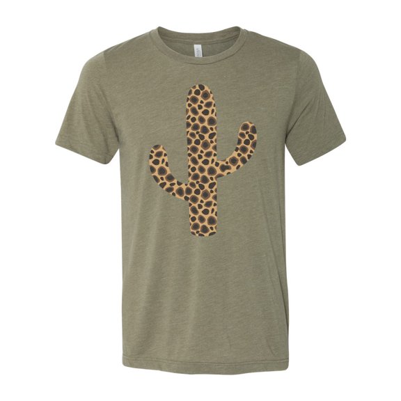 "Leopard Cactus, Leopard Print, Soft Bella Tees, Cactus Shirt, Gift For Her, Leopard Shirt, Sublimation, Desert Shirt, Cactus Lover, Trendy T, Heather Olive, LARGE"
