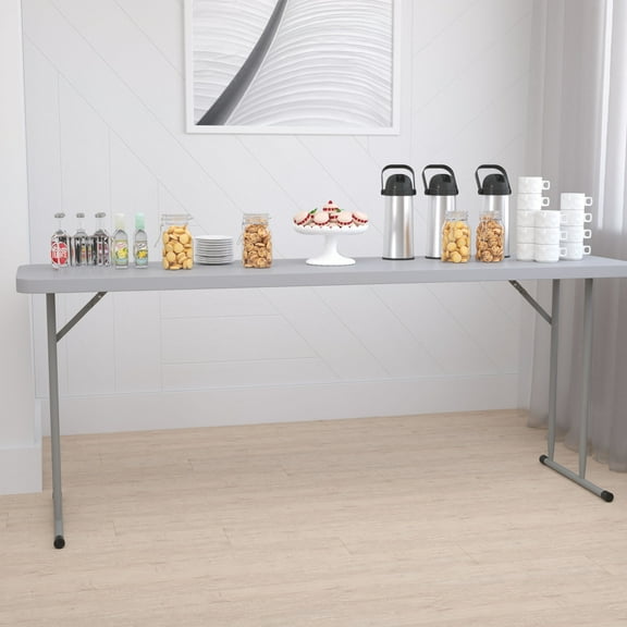BizChair 6-Foot Gray Plastic Folding Training Table
