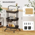 thumbnail image 2 of Rolling Cart DTK Utility de 3 niveles con cubierta, 200 libras, negro, 2 of 6
