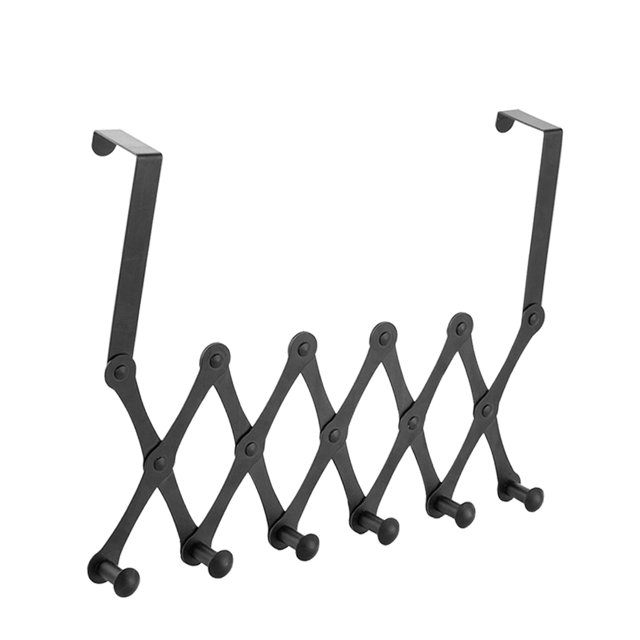 Gancho para colgar en la puerta, colgador de puerta sin perforaciones, sombreros, bolsas, soporte para corbata, bufanda, gancho para llaves, Almacenamiento y organización del hogar negro 6 Haken