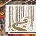 thumbnail image 6 of 1pc Woodland Forest Stencils 11.8x11.8 inch Forest Tree Painting Stencil Forest Path Stencil Plant Drawing Stencil Into The Woods Stencils for Painting on Wood Floor Wall Fabric, 6 of 7