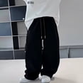 thumbnail image 2 of NOEGOEU Boys Baggy Sweatpants Wide Leg Casual Elastic Waist Drawstring Athletic Joggers Fall Pants 5-15 Y (Black,14-15Years), 2 of 6