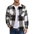 thumbnail image 2 of Domuza Plaid Button Down Shirts for Men Casual Long Sleeve Flannel Collared Dress Shirts Fall Winter Stylish Relaxed Fit Tops with Breast Pocket Black 2XL, 2 of 4